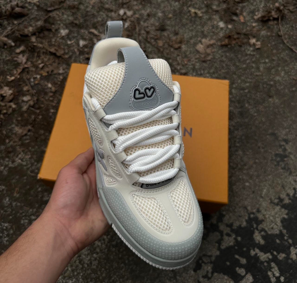 1:1 Top Quality LV Skate Sneakers Grey and White